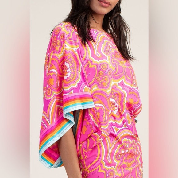 Trina Turk Pink and Orange Paisley Swim Coverup - Picture 4 of 8